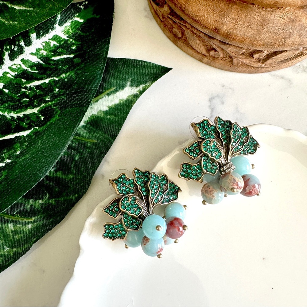 2/$30🌵 Radish Beet Bunch Earrings Bead Rhinestones Garden Vegetable Jewelry NEW